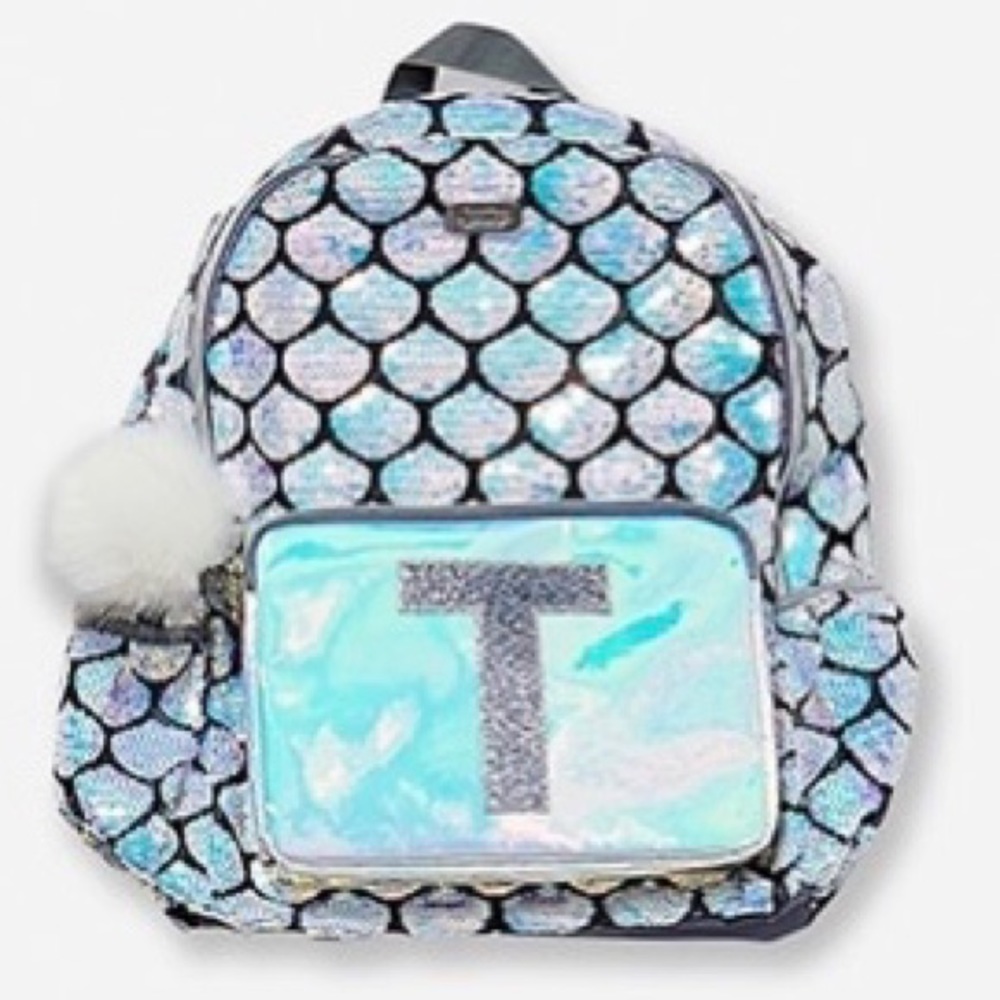 Justice Flip Sequins Mermaid Backpack initial T